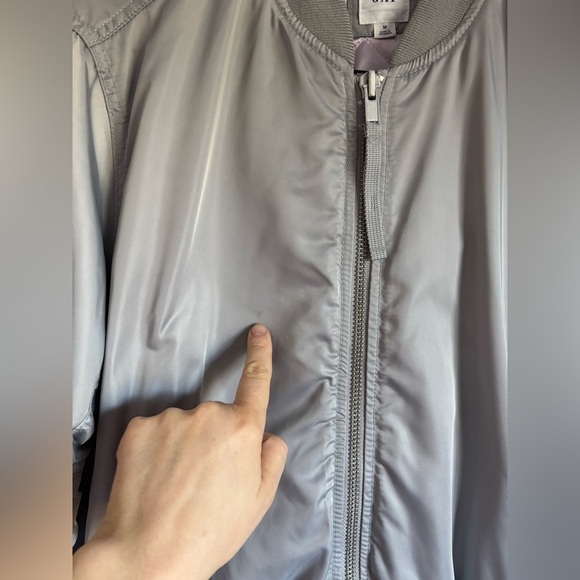 GAP Silver Grey Bomber Jacket  Size M - Picture 4 of 13